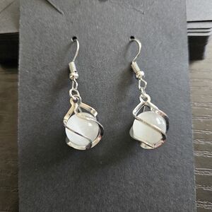 Chic Silver and White Drop Earrings